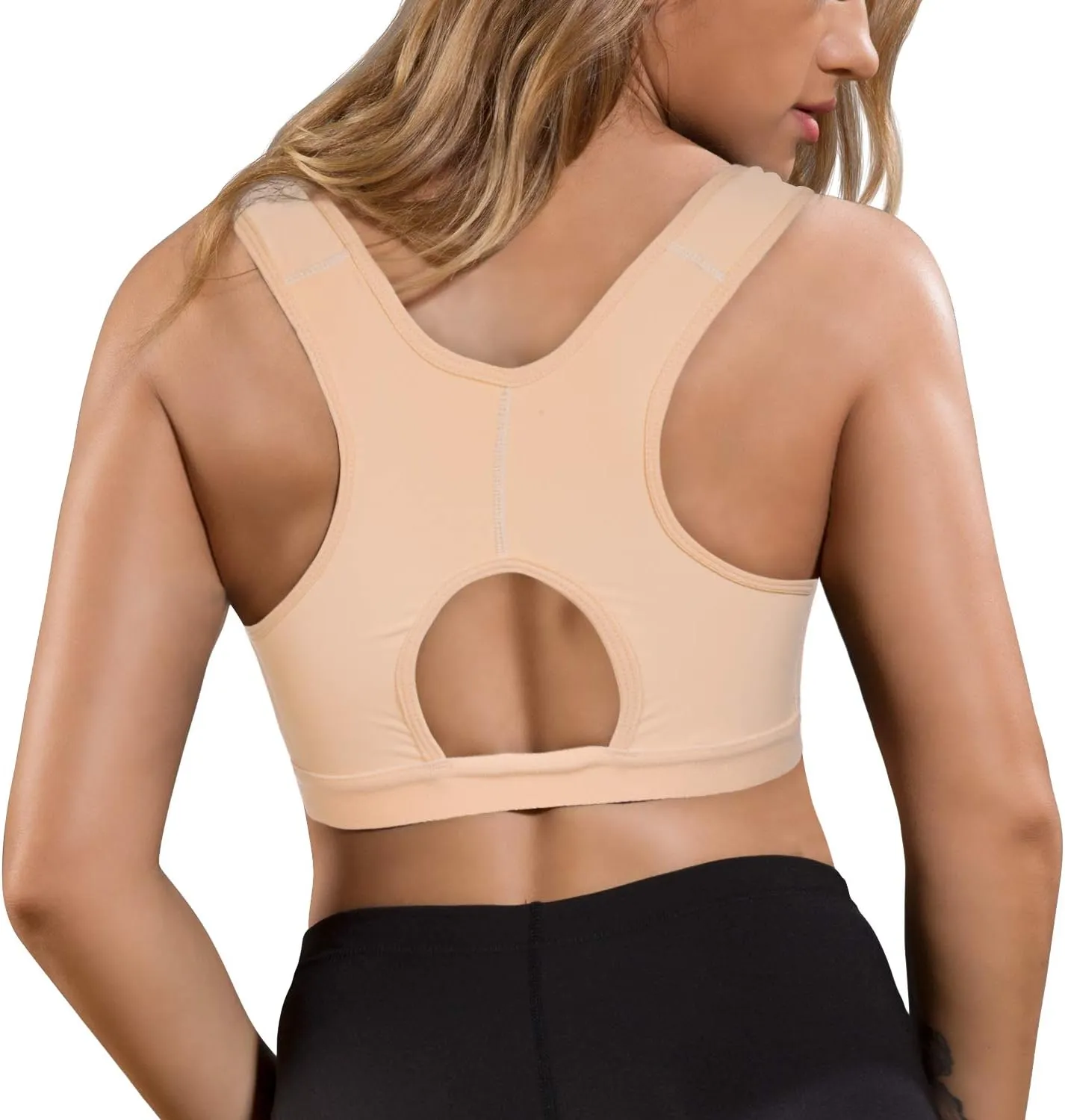 Wonderience Post-Surgical Bra Wide Adjustable Straps with Front Closure Wirefree