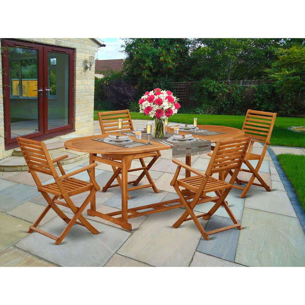 Wooden Patio Set Natural Oil - BSBS5CANA | Outdoor-Furniture Dining Set